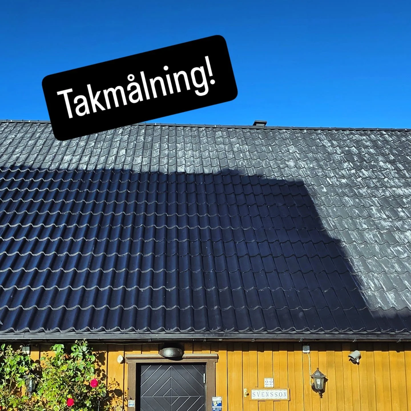 Mörk villa med nymålat tak